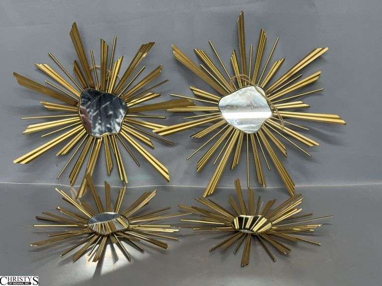4 Modern Style Starburst Mirrors - 14" D of largest image