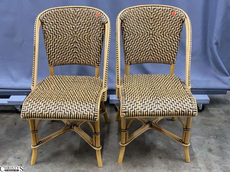 2 Rattan Bistro Chairs - 32" T - 16" seat of each image