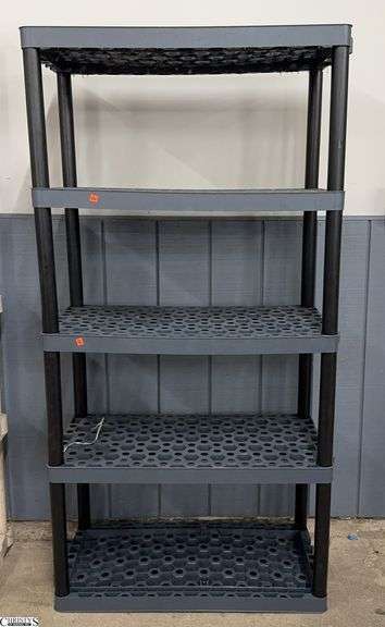 Plastic Grey and Black Shelving Unit 36x18x71 image