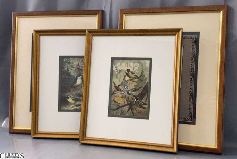 4pcs Bird Motif Prints, Larger Pair 17x22" image