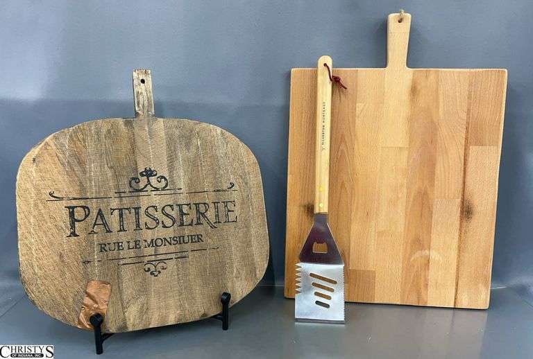 Large Handled Cutting Board or Pizza Board and Grilling Spatula 16x18" Board image