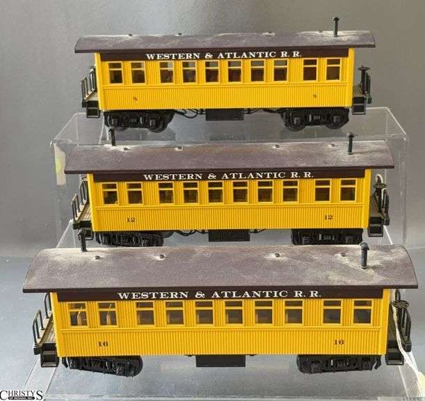 3 MTH Western and Atlantic RR Coach Cars, #16, 12 & 8 Unboxed image