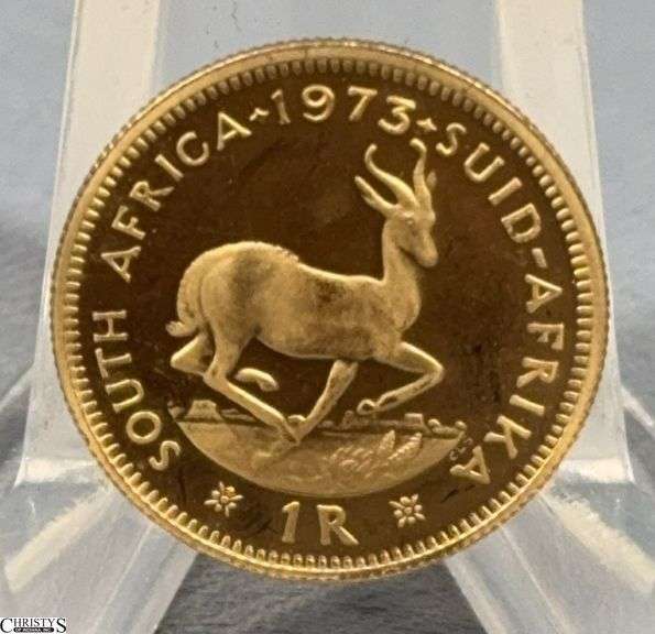 1973 South African 1 Rand Gold Piece image