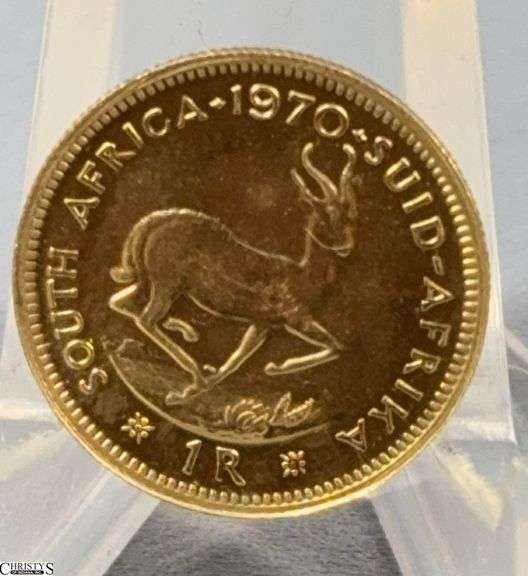 1970 South African 1 Rand Gold Piece image