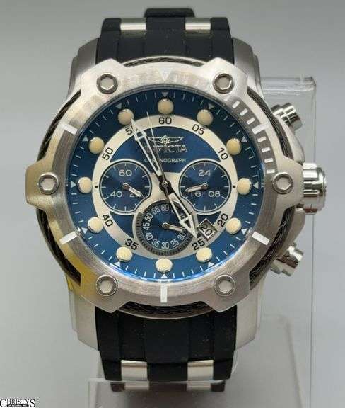 Invicta Bolt Chronograph Blue Dial Black Rubber Band 51.5mm Watch Model 26750 image