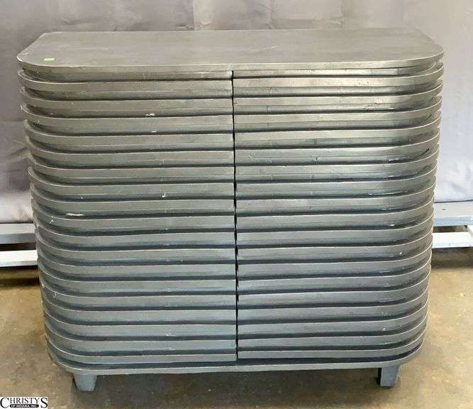 2 Door Curved Side Grey Cabinet 40x16x36" image