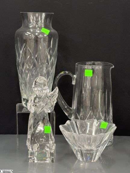 Crystal, Orrefors, Atlantis, Block, Mikasa Vase, Pitcher, Angel and Bowl, Tallest 10" image