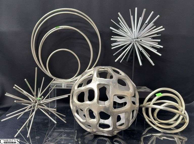 5pcs Silver Tone Tabletop Decor - 16" of tallest image