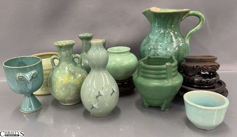 Ceramic and Other Glazed Pottery Frankoma Pitchers, Egg Cup, Largest 7" image
