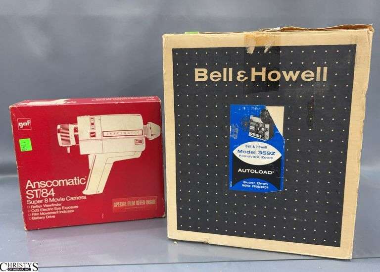 Bell & Howell Model 359Z Movie Projector and Ansocomatic ST/84 Super 8 Movie Camera image
