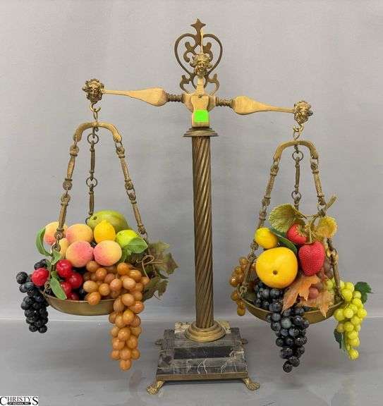 Brass Scales With Fruit 22" Tall image