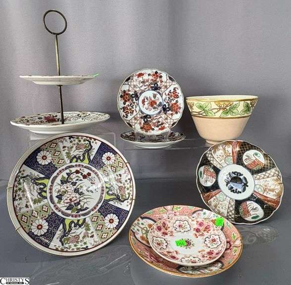 Asian Inspired Dishes, Snack Tray, Painted Pot, Plates, Largest 10" image