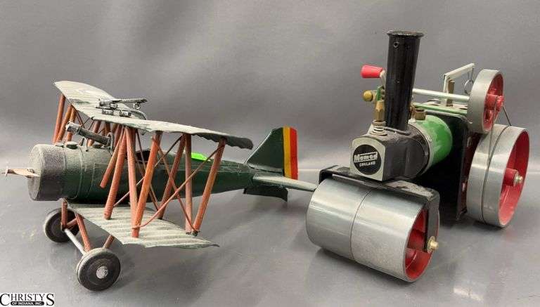 Mamod English Steam Roller Toy and Tin Plane Model - 9" x 7" of roller image