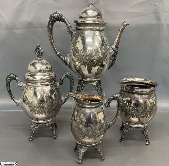 Meridian & Co Victorian Silverplate Coffee Service Pieces - 11" of tallest image