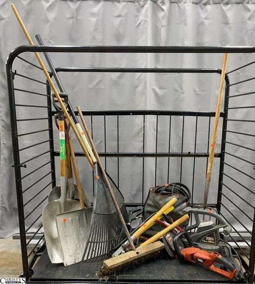 Long Handled Yard Tools - Rake, Shovels, Electric Blower and Trimmer, Misc - CART NOT INCLUDED image