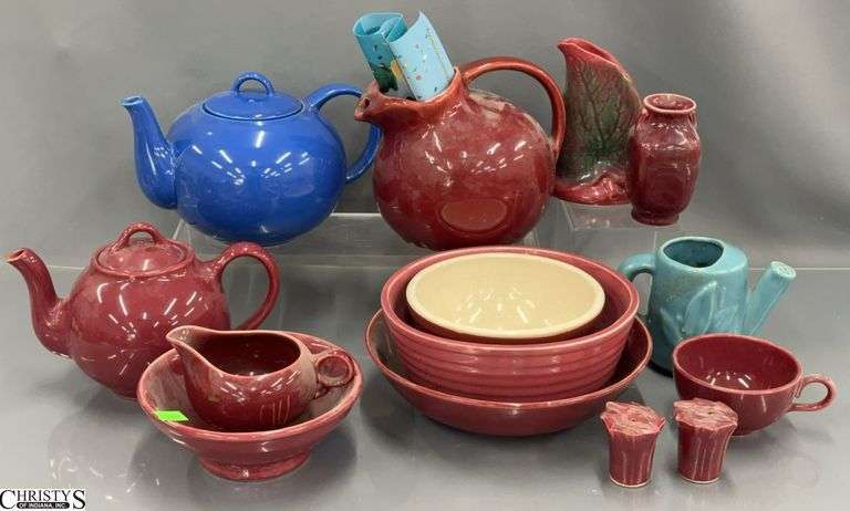 Maroon and Burgundy Pottery Pieces, Some Chips image