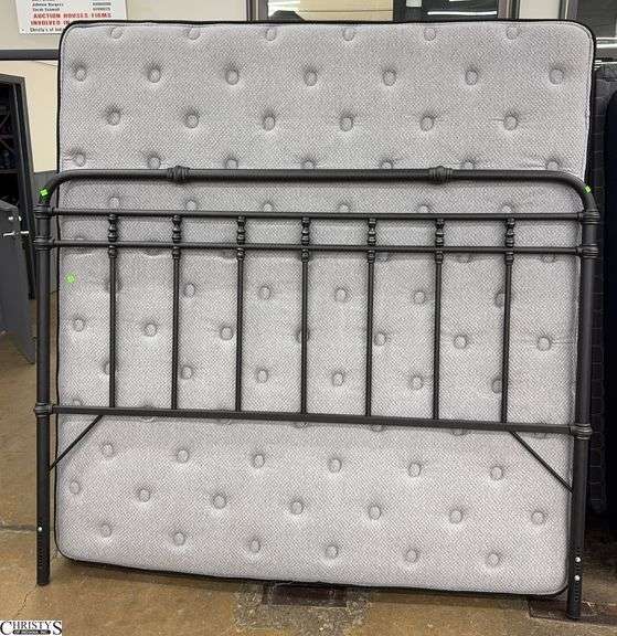 King Size Mattress Set and Black Metal Head Board, Metal Adjustable Bed Frame Included 77"x60" Tall image