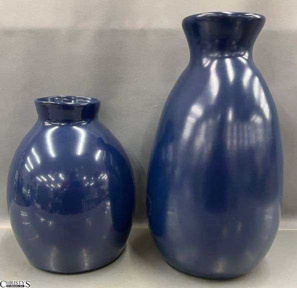 Pair of Navy Decorator Vases, 15" image