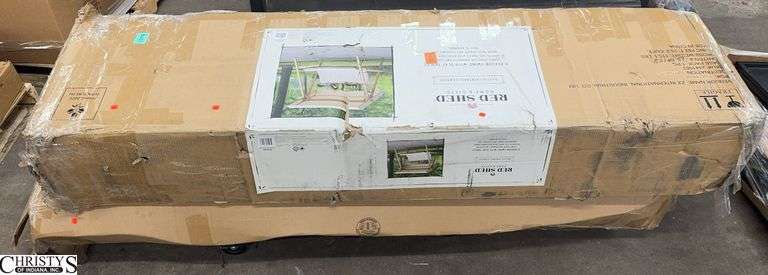 2 Red Shed 3 Person Swings Both Open Boxes Could Be Missing Pieces or Have Damaged Parts image