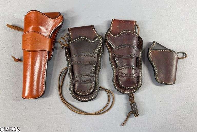 4 Leather Holsters- 3 Marked McKnight's Leather and One Tombstone Leather image