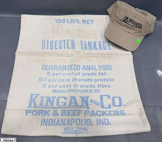 Kingans Hog Food Feed Bag and Indiana RailRoad Cap image
