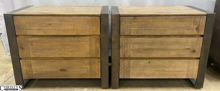 Pair of 3 Drawer Dressers, Scuffing on Edges 34x18x29" image