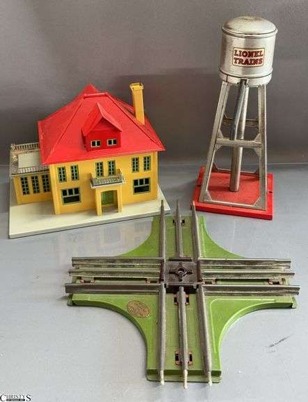 Lionel Prewar Cross Over Track, 93 Industrial Water Tower, #191 Tinplate Villa image