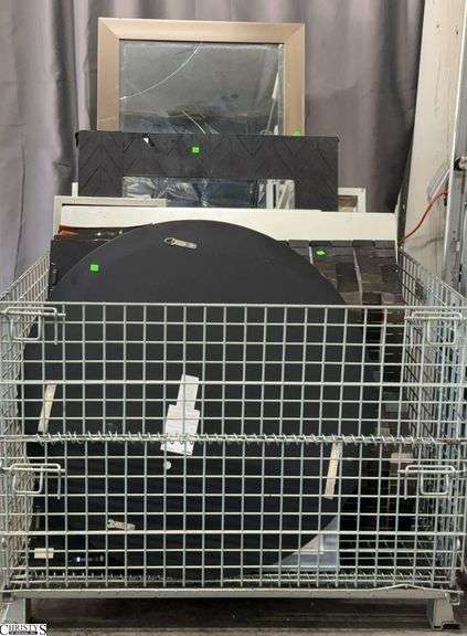 17pcs Damaged Decorator Art and Mirrors - WIRE CRATE NOT INCLUDED image