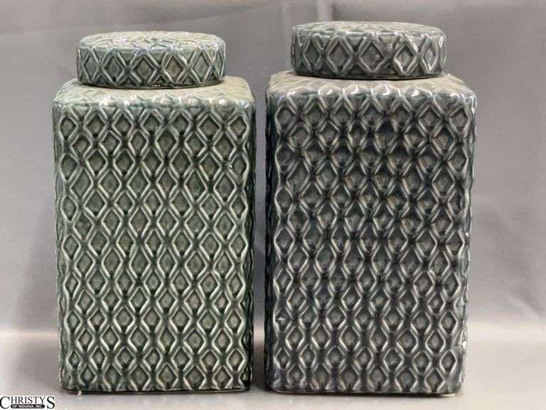 Pair of Charcoal Color Decor Jars 13" image