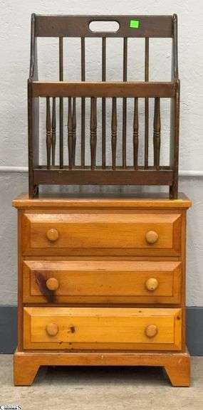 Magazine Rack and Small 3 Drawer Organizer Chest 18x11x19" image