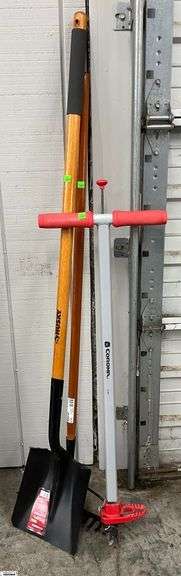 3 Long Handled Tools, Shovel, Rake, Weeder image