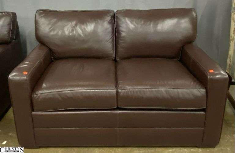 Ethan Allen Leather Loveseat - 55" x 36" x 34" - 18" seat image