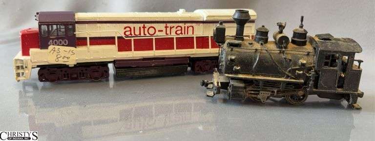 2pcs Auto Train Diesel #4000 and Old Steam Engine Has Some Wear image