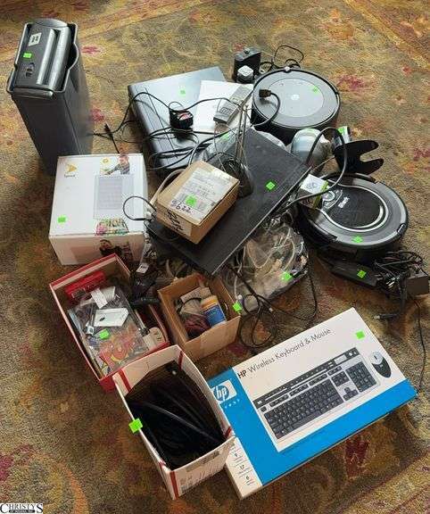Large Group Home Electronics - Robot Vacuum's, Paper Shredder DVD VHS, Keyboard and Mouse, Hand Vac, Misc - Untested image