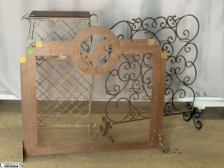 2 Metal Fire Place Screens and Wine Bottle Table - 36" x 33" of largest image