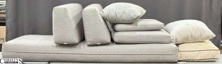 Large Sunbrella Couch Cushion, 2 Wedge Back Pillows, Extra Cushions Seat 77"x36", Wedges 39"x16" Tall image