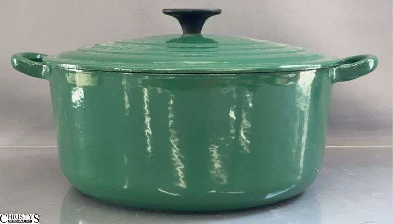 Green Cast Iron Le Creuset Dutch Oven 13x4.5" image