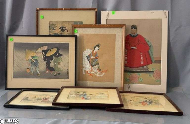 Oriental Inspired Art Some Signed and Prints, Some Wear to Frames Largest Unframed 20x16" image