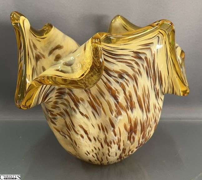 Art Glass Murano Style Vase 10"x9" image