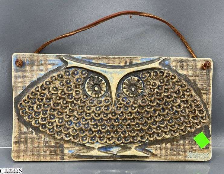 MCM Signed Pottery Wall Hanging 12x6.5" image