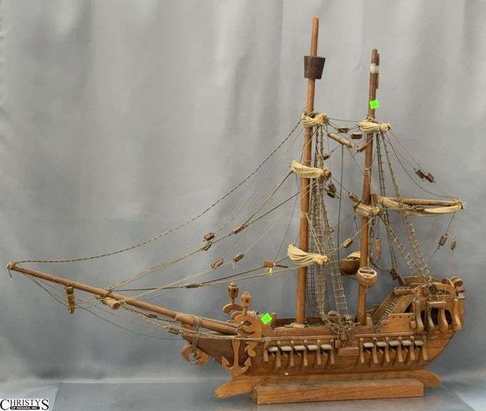 Wooden Sailboat Model, Some Wear 40x33" image