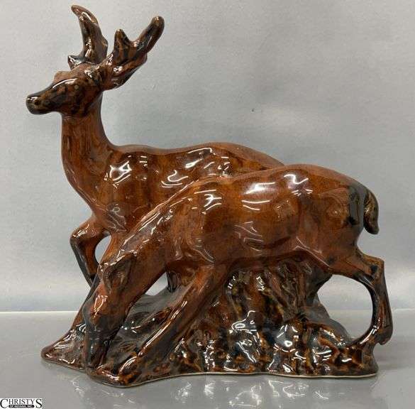 West German Salt Glaze Pottery Deer Figurine - 10" x 10" image