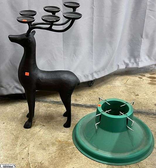 Metal Reindeer Candleholder and Live Tree Stand - 28" T of candle holder image