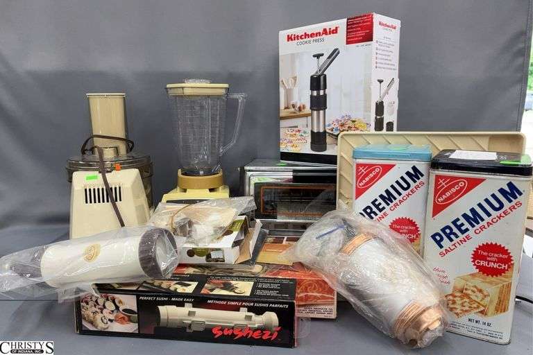 Tins, Food Processors, Cookie Press, Toaster Oven, Blender image