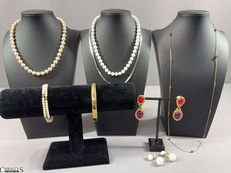Monet Jewelry.  Includes 4 Necklaces, 2 Pairs of Earrings and 2 Bracelets image