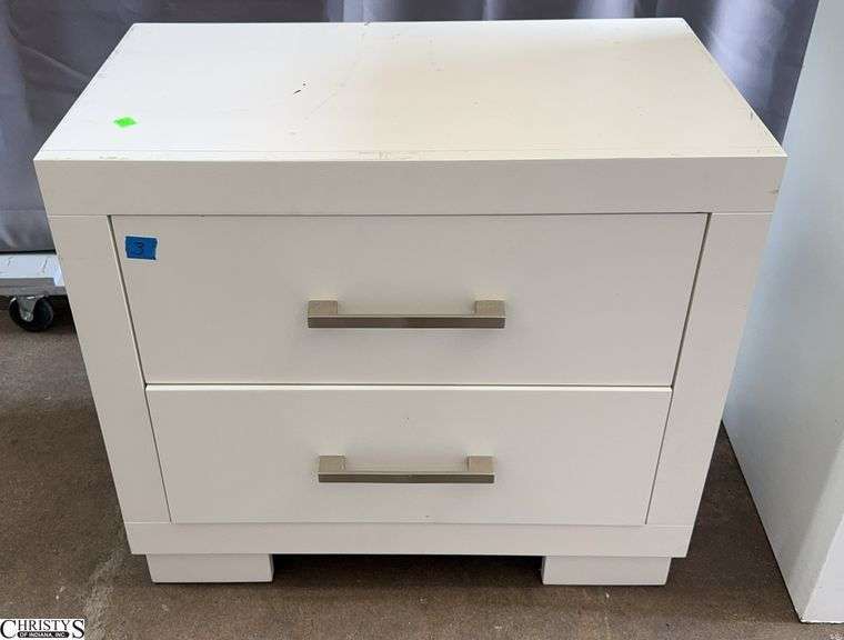 2 Drawer White Night Stand 26x15x23" Has Lots of Wear image