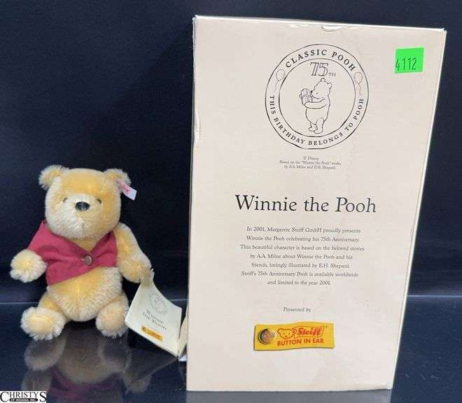 Steif Winnie The Pooh in Box with Button on Ear.  Approx. 7" image