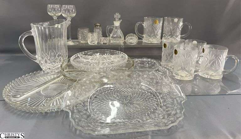 Clear Glass Divided Serving, Pitcher, Mugs, Toothpick Holders image