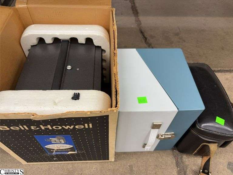 Bell & Howell Projector, Empty Metal Box, Camera image