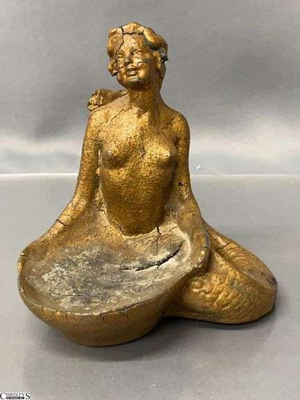 Cast Spelter Mermaid Ashtray/Dish - 5" T image